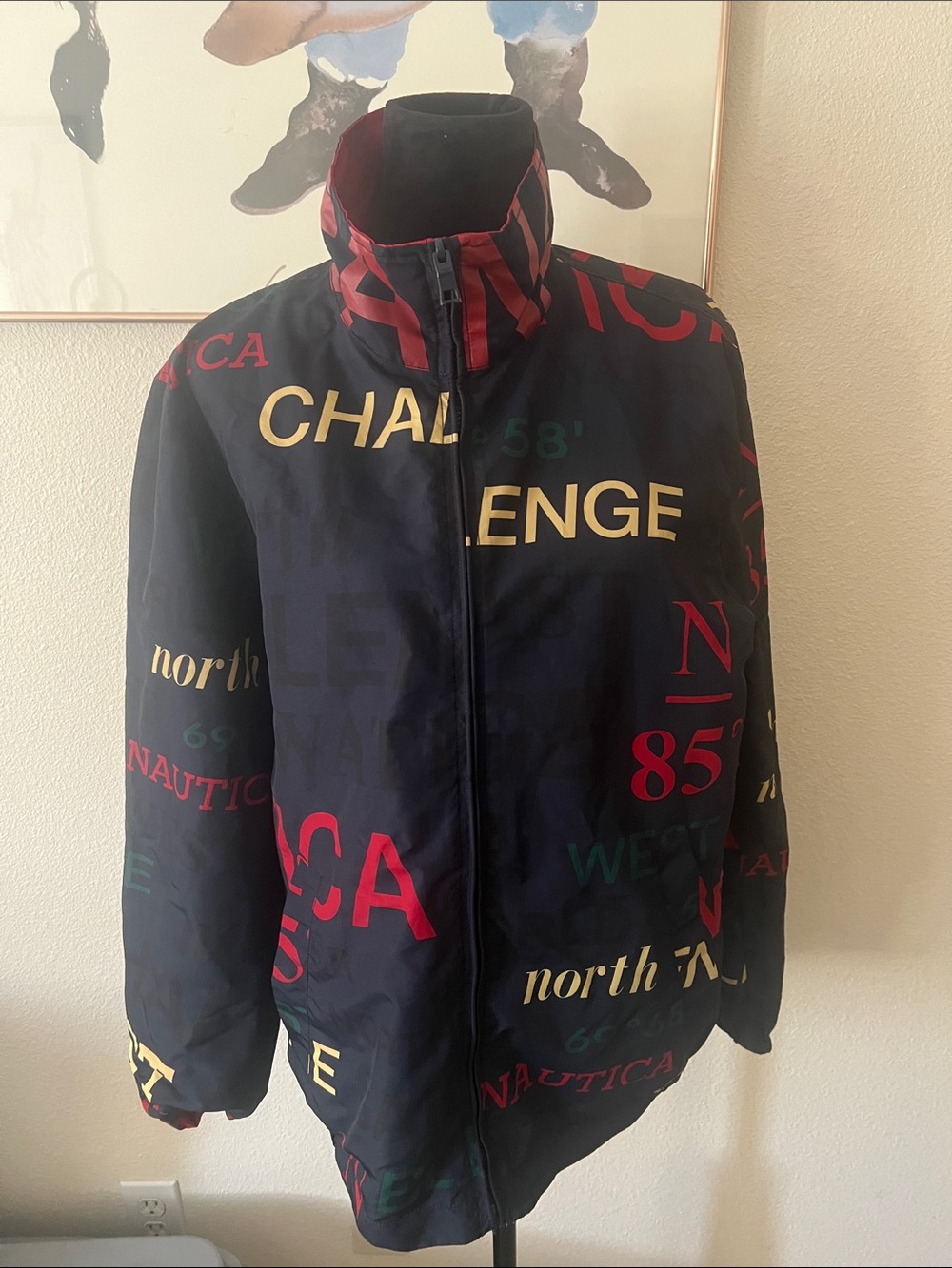 Nautica Blue Water Challenge Vintage 90’s Reversible Jacket Full Zip Size small